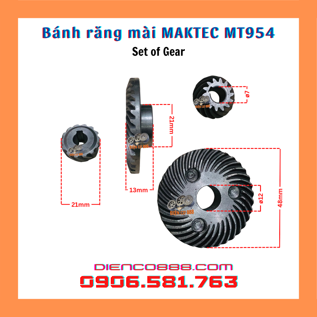 (SET OF GEAR) Bộ nhông bánh răng mài Maktec 954 (MT954) và 951 (MT951)