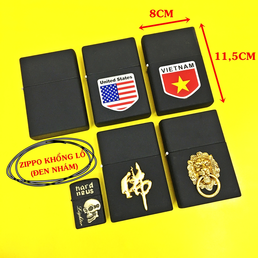 BẬT LỬA ZIPPO KHỔNG LỒ ĐEN NHÁM TRƠN (SIZE: 8CM X 11,5CM) NẶNG: 500GAM - (XÀI XĂNG)