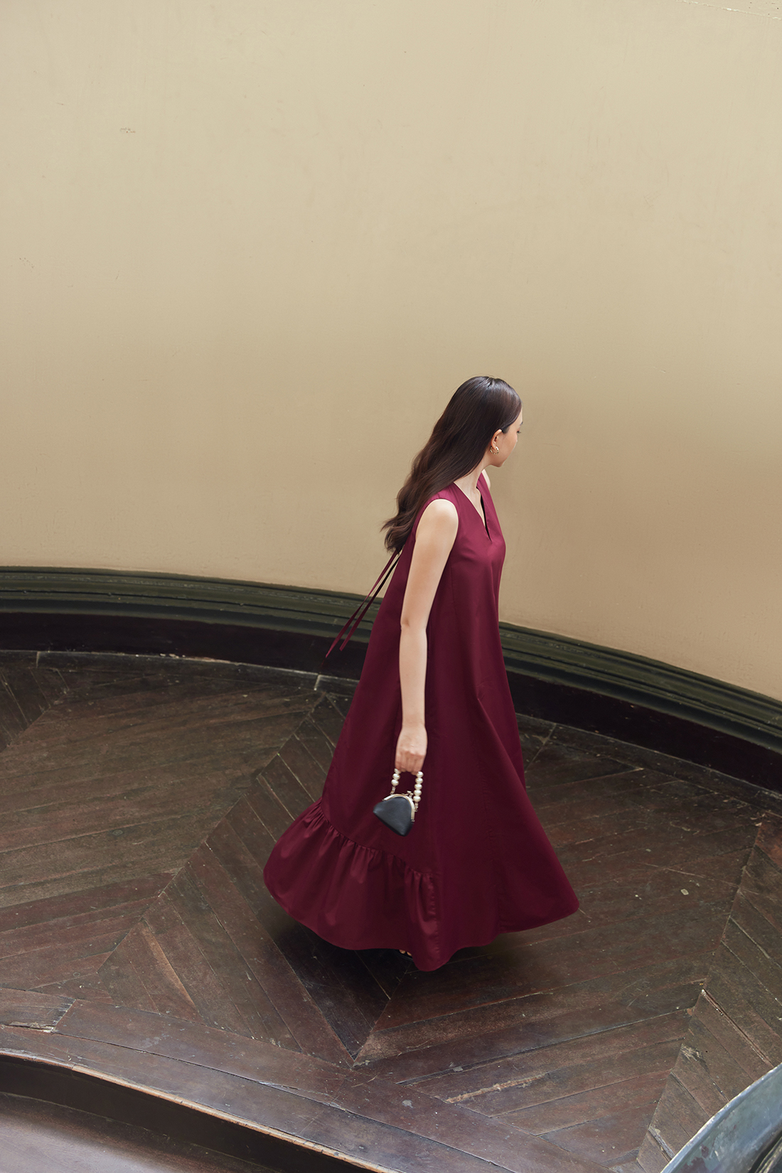 Nosbyn - Đầm Xoè Maxi Cổ V - N312-D003