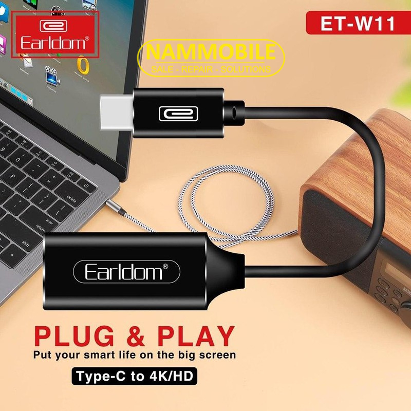 Cáp USB Type-C Ra HDMI 4K Earldom ET-W11 Chính Hãng
