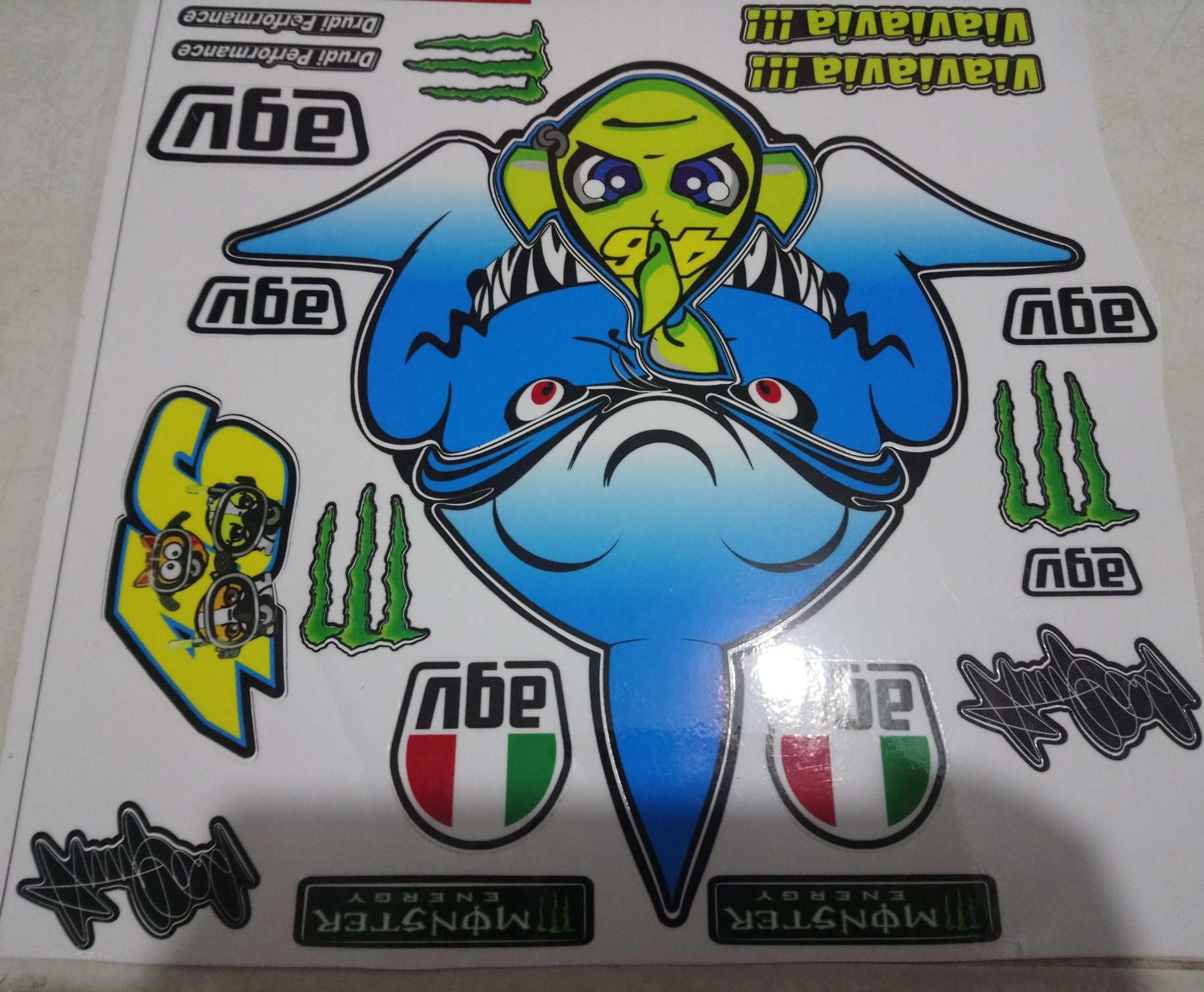 tem dán nón 3/4 cá mập xanh có logo
