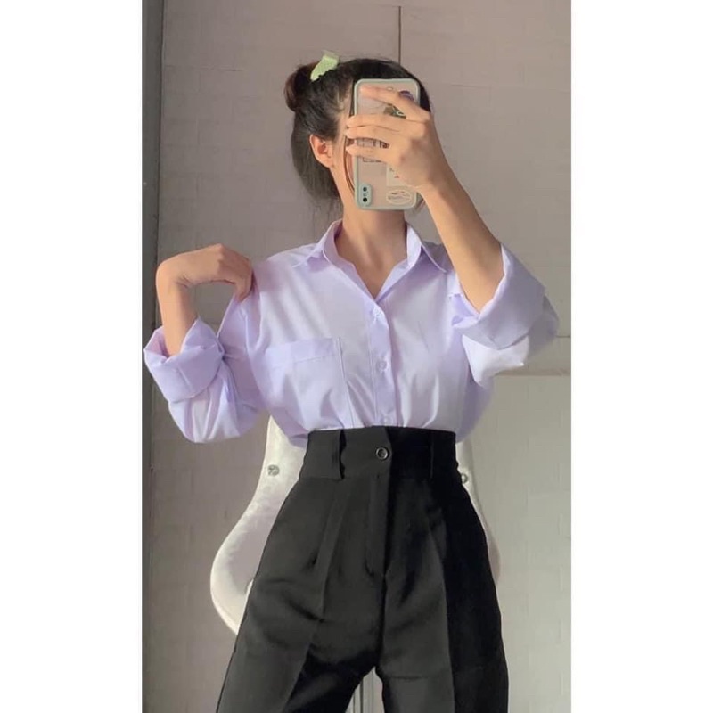 Áo sơ mi trắng dài tay oversize