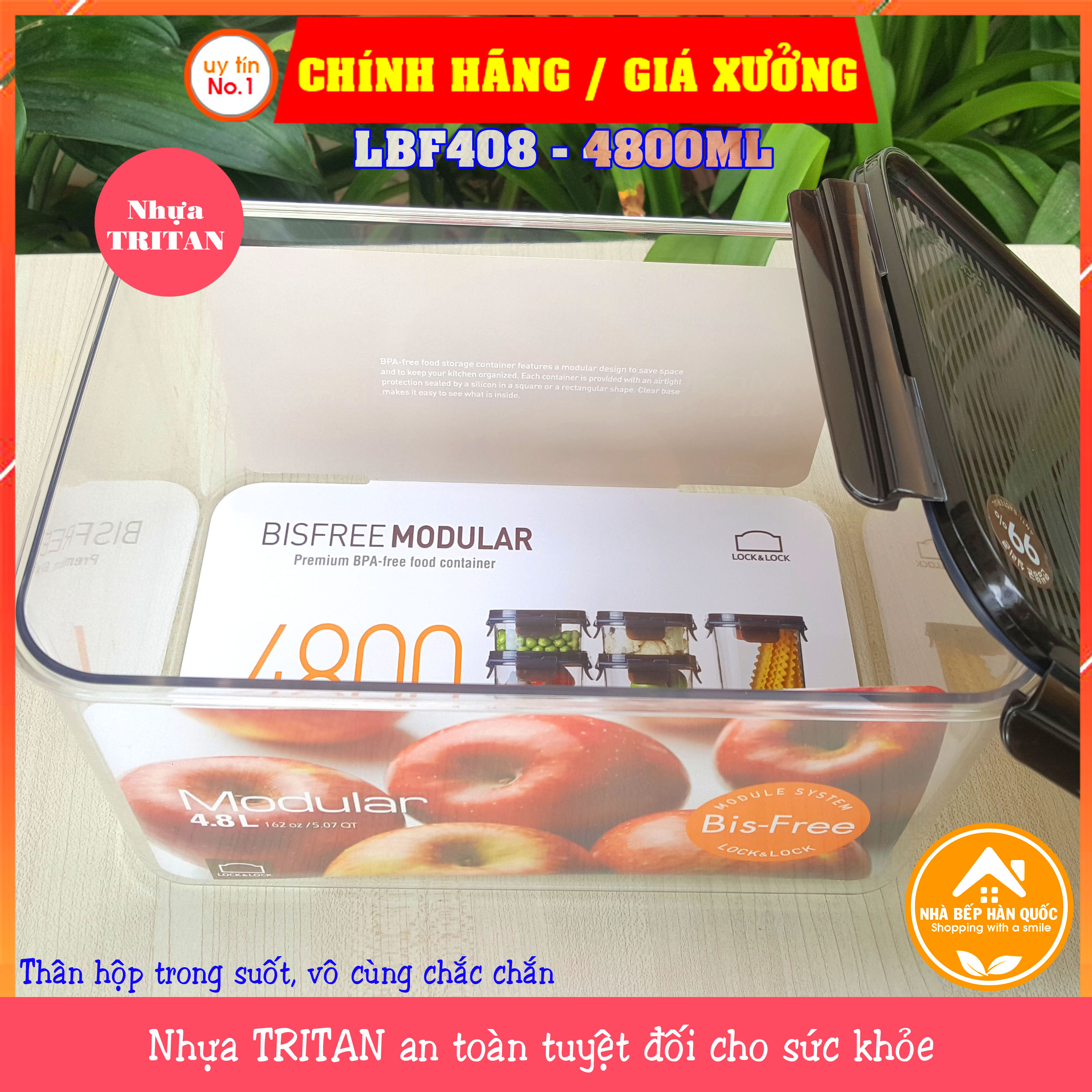 Hộp bảo quản thực phẩm 3500ml &4800ml  Lock&Lock Bisfree Modular - LBF407&LBF408