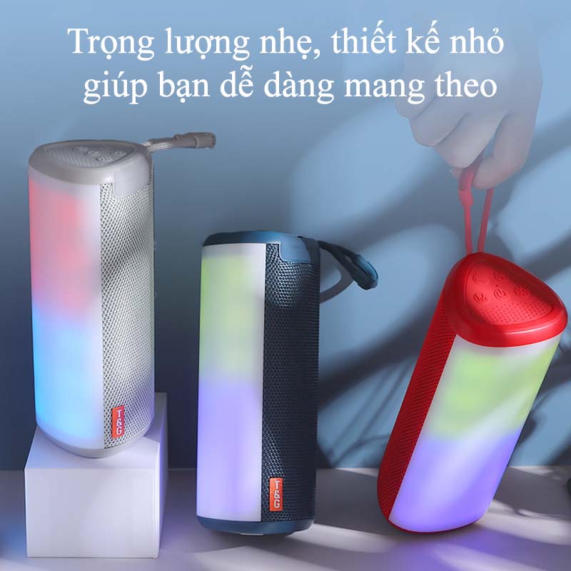 Loa Bluetooth Mini Bass Mạnh Có Đèn Led Chính Hãng T-G 357, loa bloutooth Cầm Tay giá rẻ Treble Rời Nghe Nhạc Công Suất Lớn