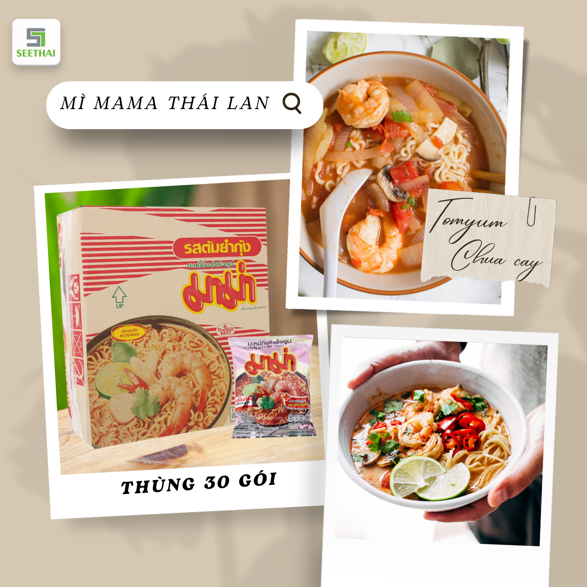 Thùng mì MAMA Thái Lan mì ăn liền 30 gói