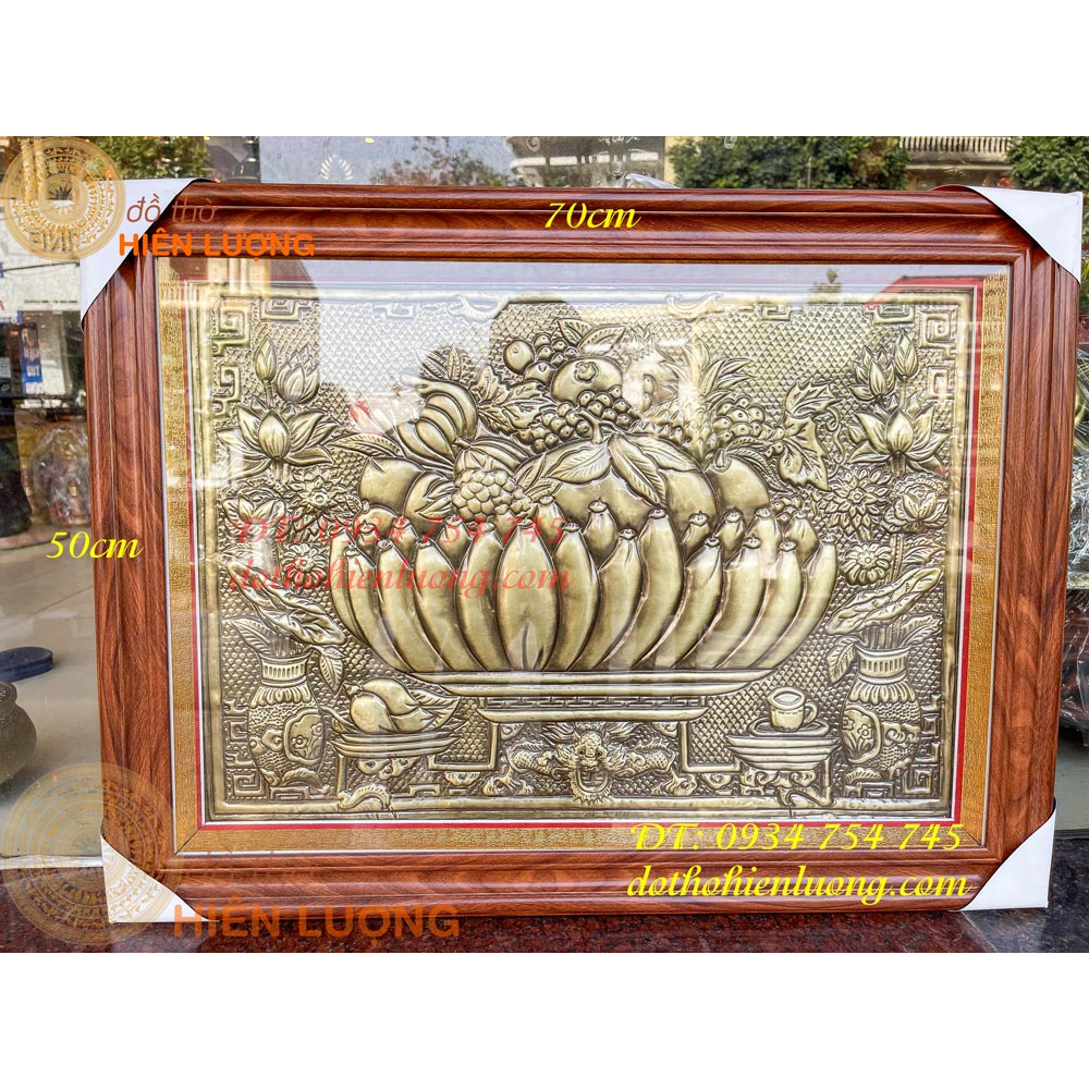 Antique brown copper fruit painting 50x70cm
