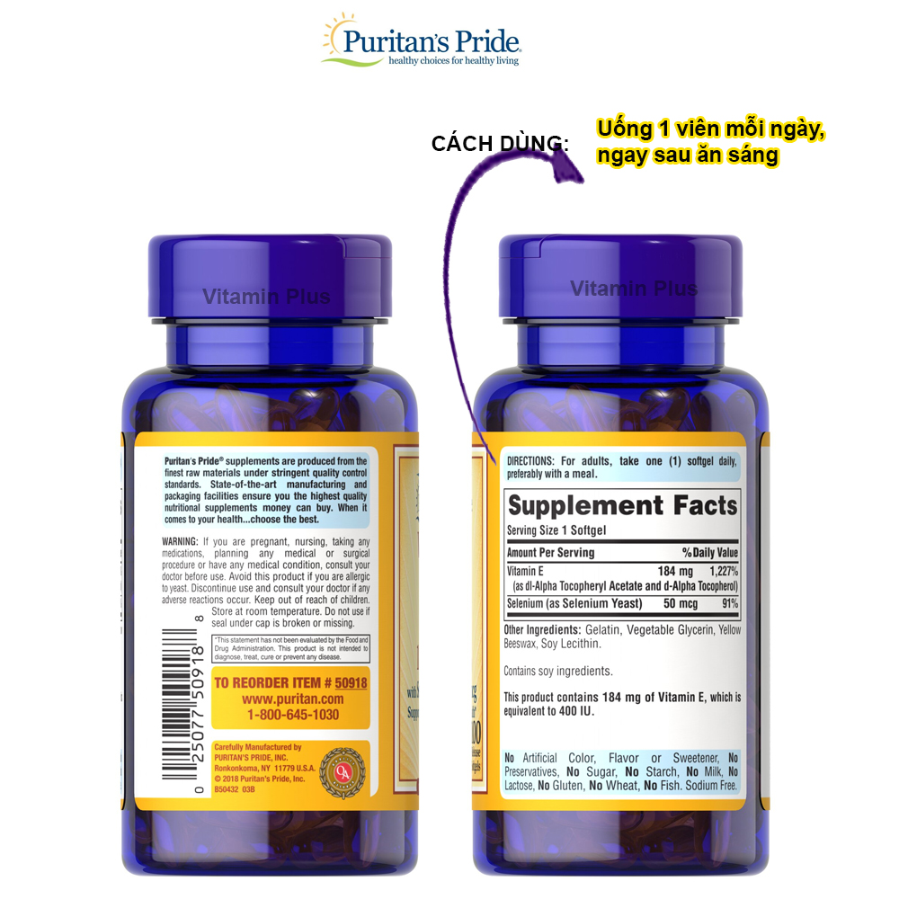 vitamin E-400IU Puritan's pride 100 viên