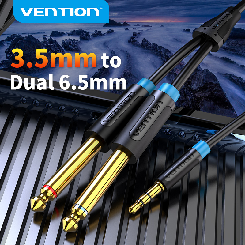 Vention dây kết nối âm thanh 3.5mm to 6.35mm 1 4 Mono Jack to Stereo 1 8