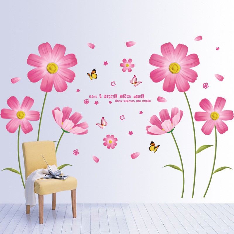 Decal dán tường hoa hồng cánh mỏng