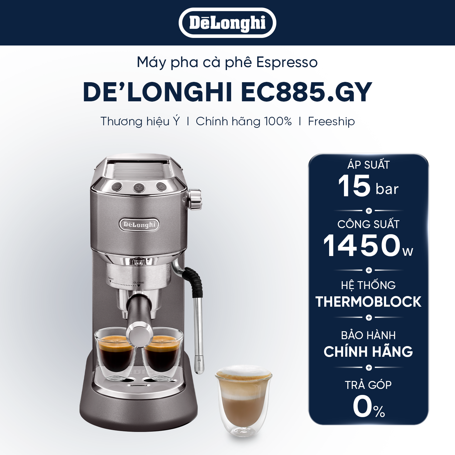 Máy pha cà phê DeLonghi Dedica Duo EC890 | Arte EC885– Chính hãng, pha Espresso Cappuccino tại nhà
