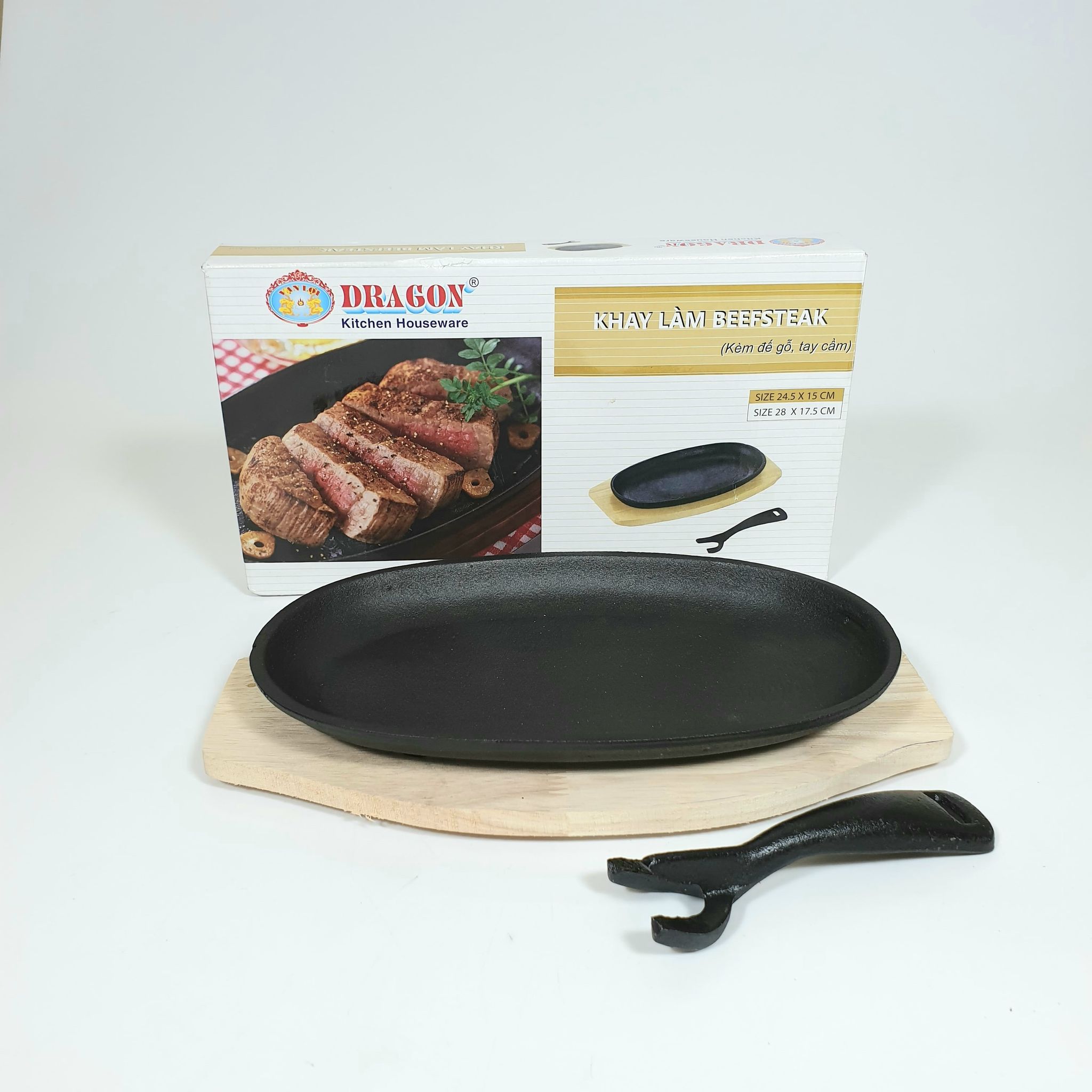 [HCM]Chảo gang chống dính làm bít tết Oval (Trung)