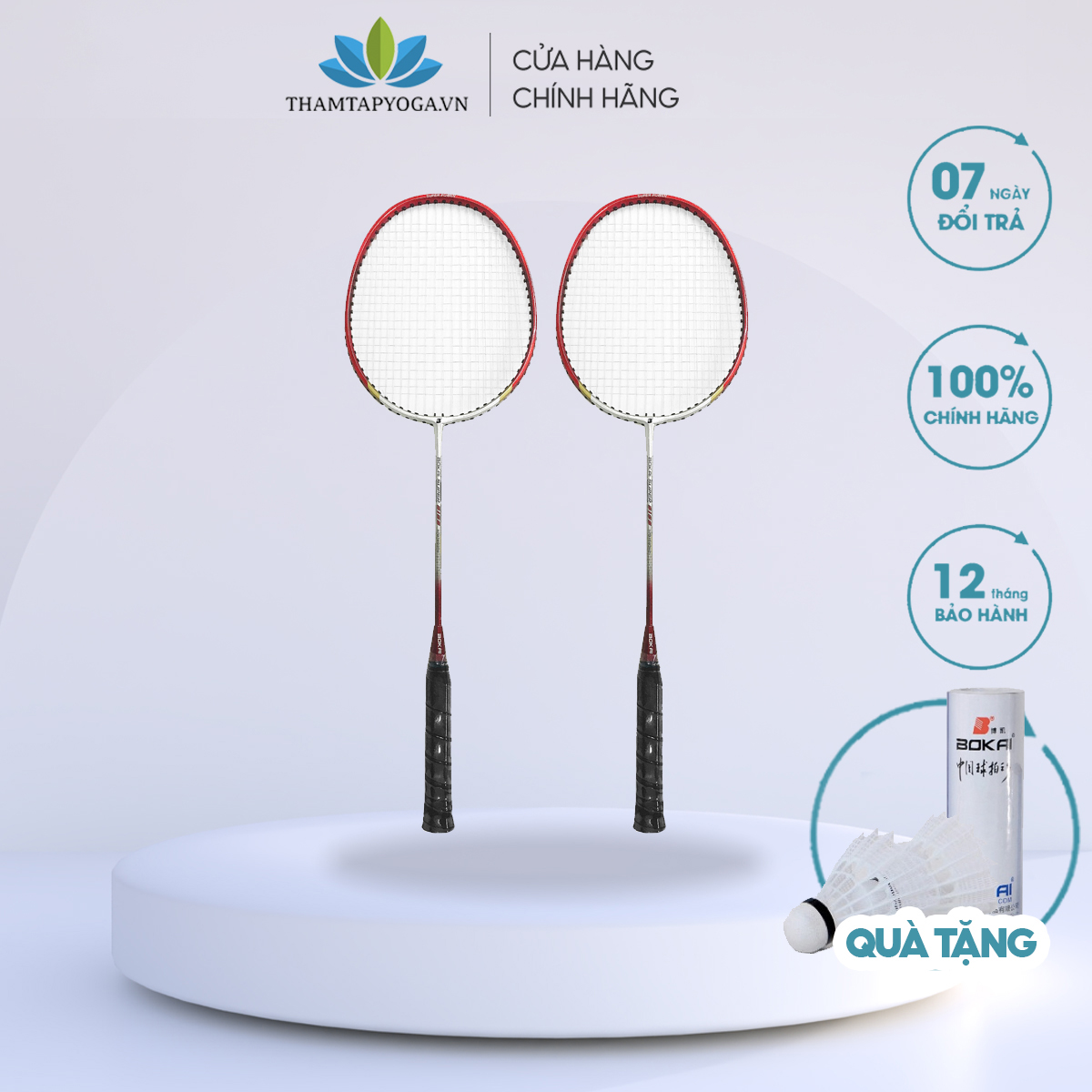 Cặp vợt cầu lông dây cước Bokai BK-9188  [TẶNG KÈM 3 QUẢ CẦU]