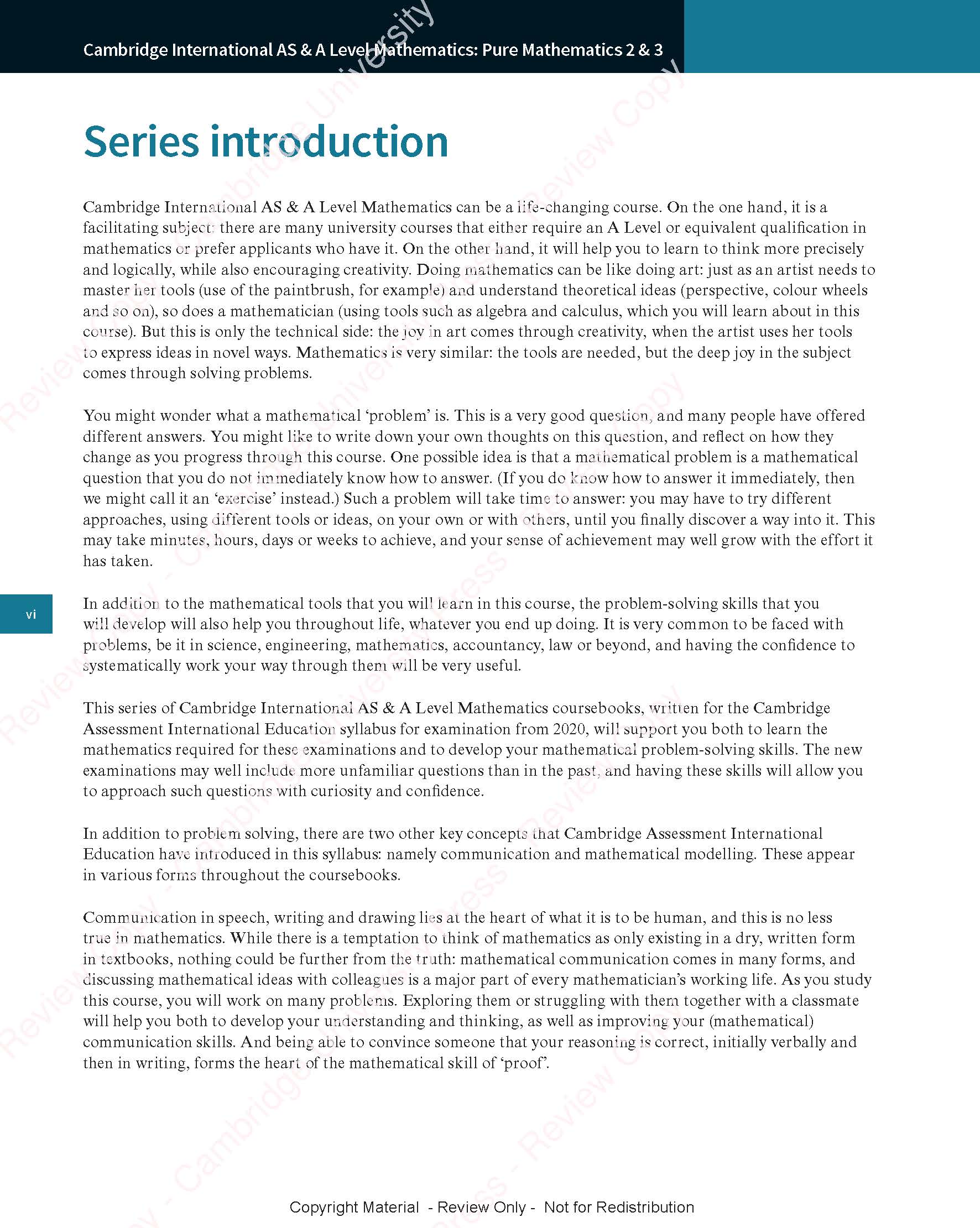 Cambridge International AS  A Level Mathematics Pure Mathematics 2  3 Coursebook (Sách màu)