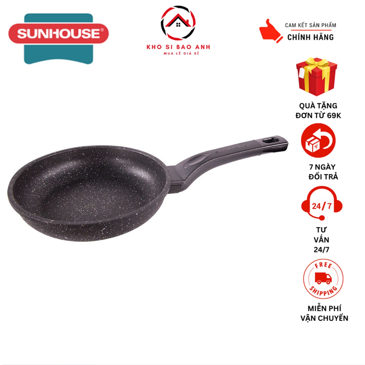 Chảo siêu bền đá sunhouse sbd18-sbd30 -chuẩn hàng chính hãng