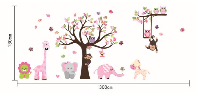 [HCM]Decal trang trí Thú và Cây Hồng size lớn