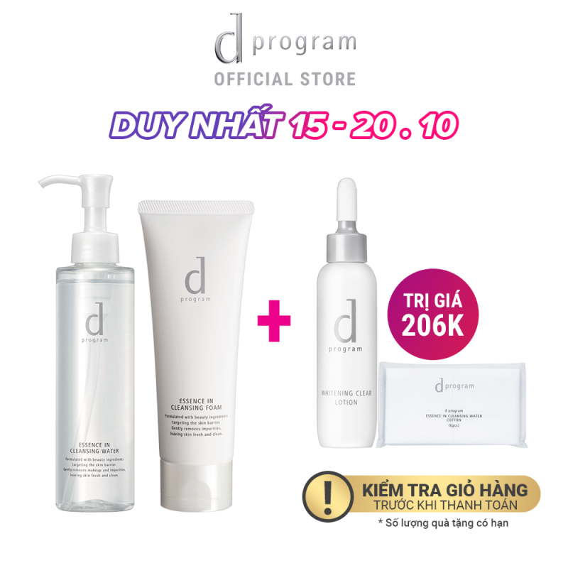 Bộ Đôi Nước Tẩy Trang và Sữa Rửa Mặt Tạo Bọt Dưỡng Da D program thích hợp cho da nhạy cảm (Dprogram Essence In Cleansing Water 180ml & dprogram Essence In Cleansing Foam 120g)