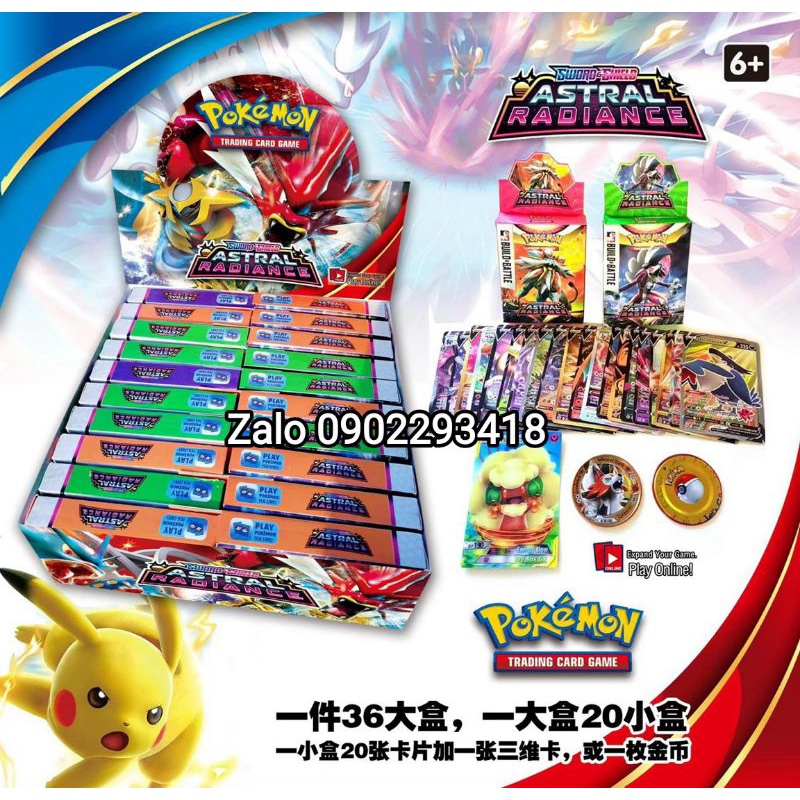 Khay 20 hộp thẻ bài pokemon loại vip tặng kèm 1thẻ bài sắt trong mỗi hộp