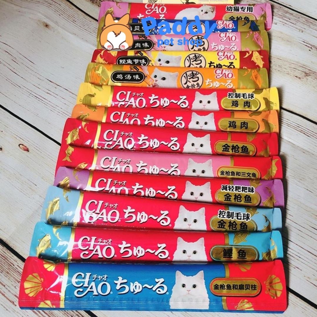 [Hộp 50 tuýp] Súp Thưởng Mèo Ciao Churu Mix Nhiều Vị