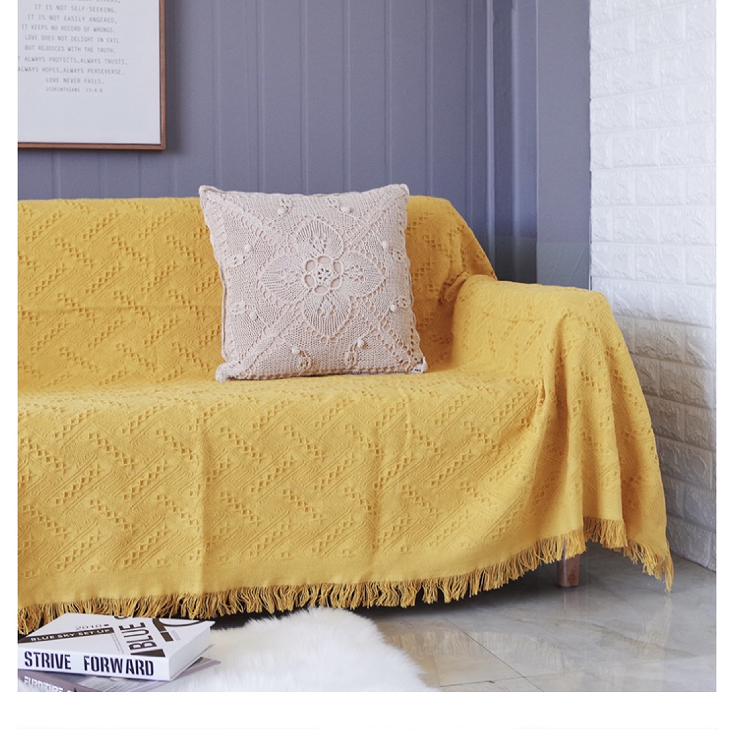 [HCM]Khăn Phủ Sofa MÀU VÀNG chống bụi bẩn Mền đắp thư giãn Thảm Sofa Phòng Khách Loại Một Màu ĐX107
