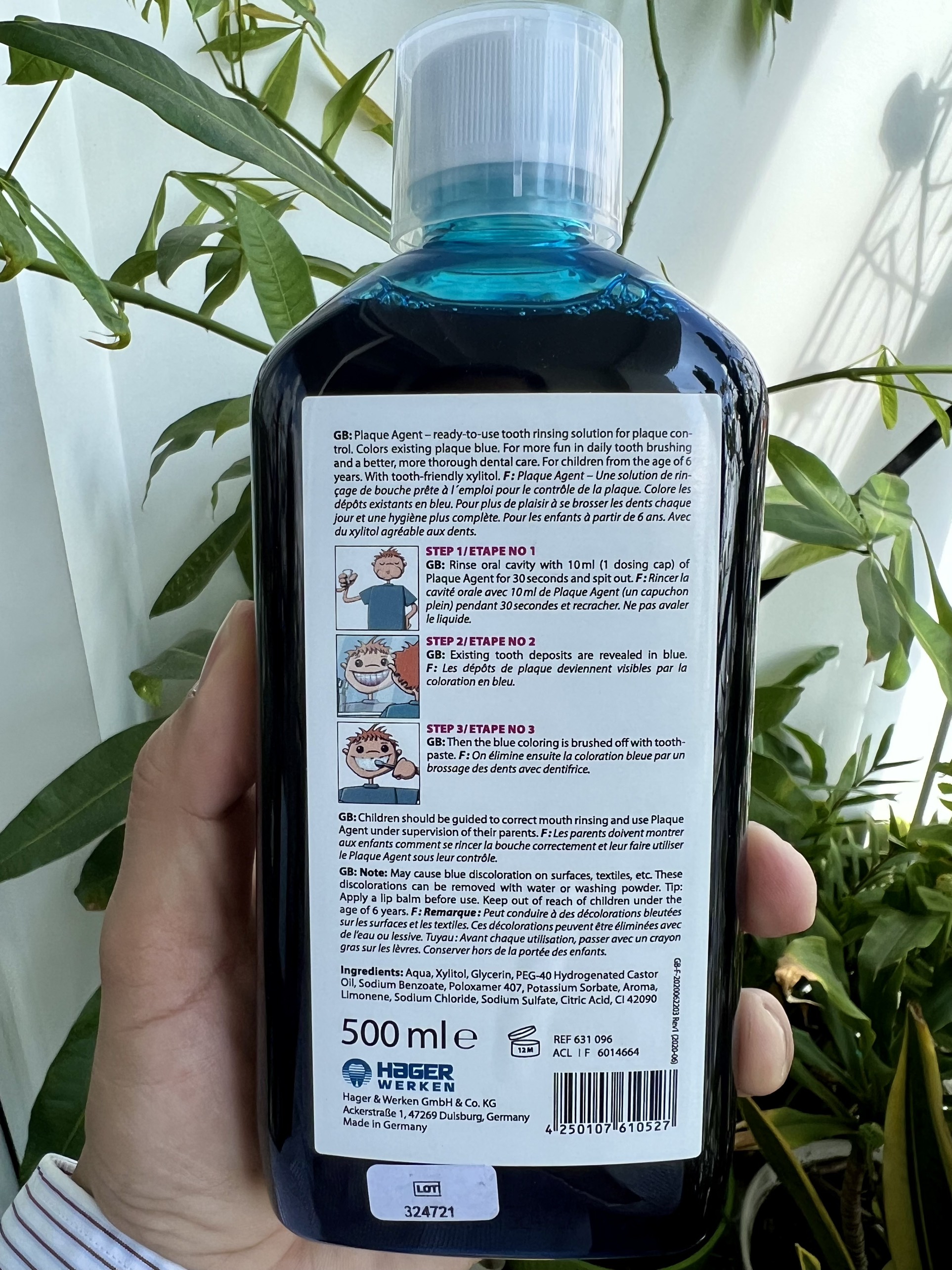 Nước súc miệng phát hiện mảng bám (chỉ thị mảng bám) Miradent Plaque Agent / Đức