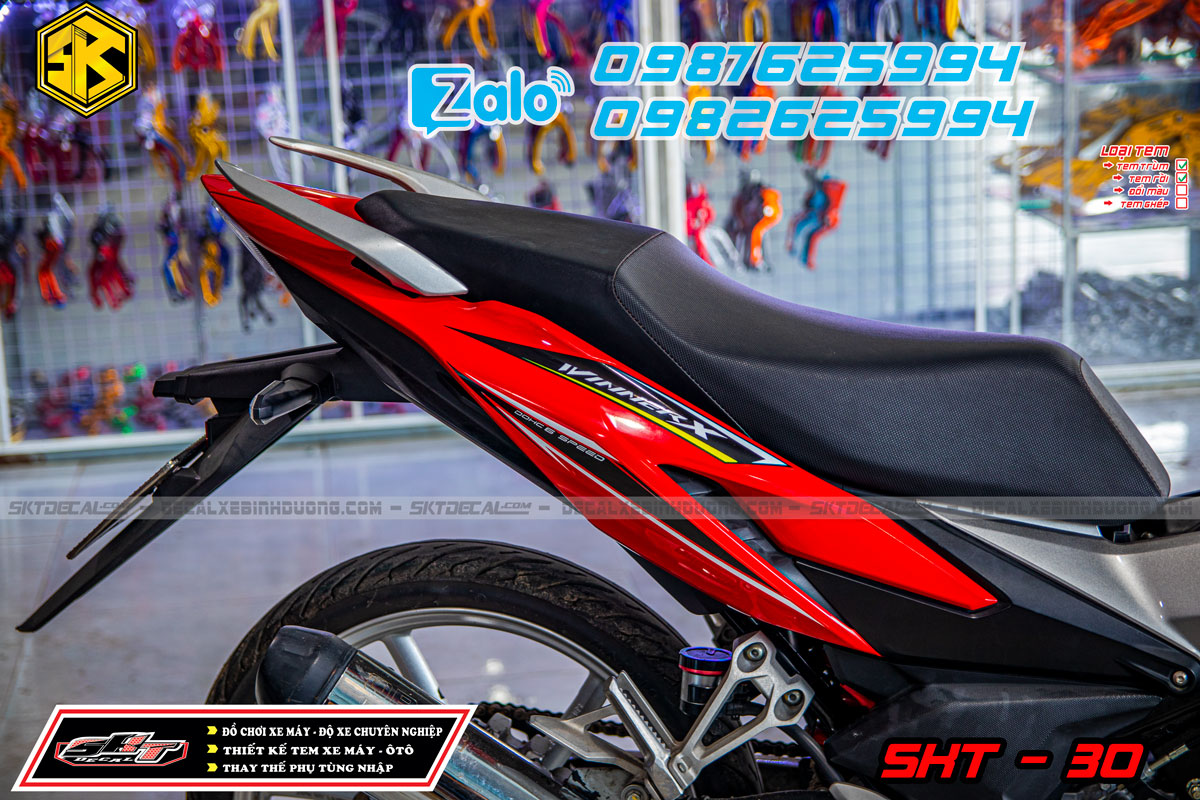 tem rời xe winner x đỏ đen trắng king drag