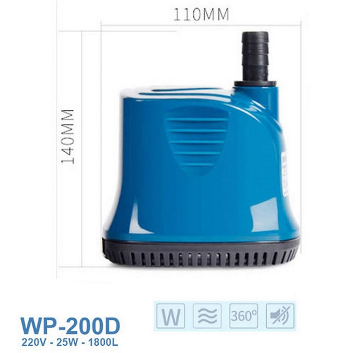 Máy bơm chìm hồ bể cá thác nước 220V WP 200D 1800L