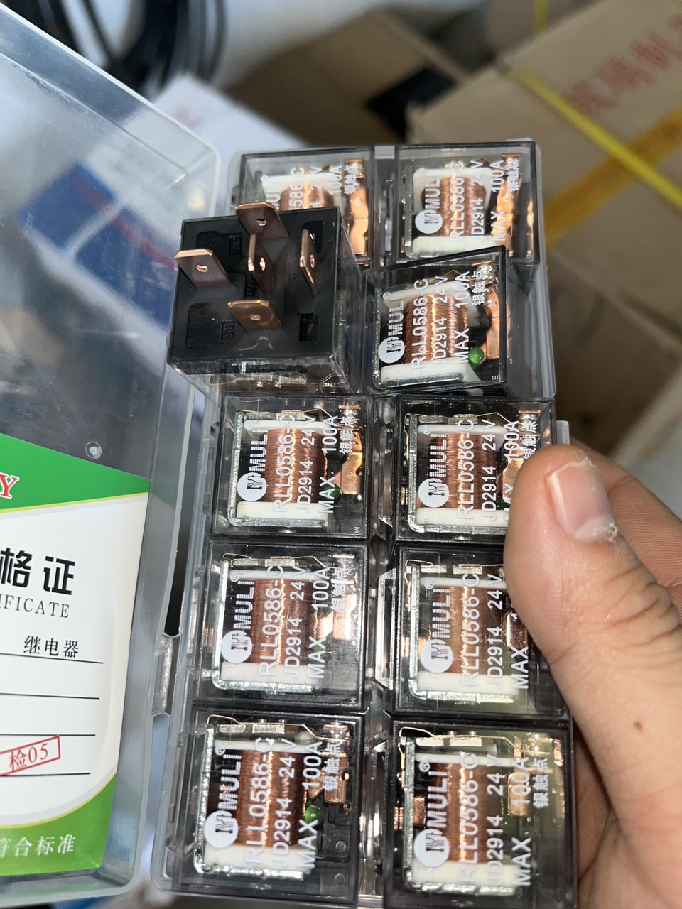 Hộp 10 rơ le 4 hoặc 5 chân 12v 24v