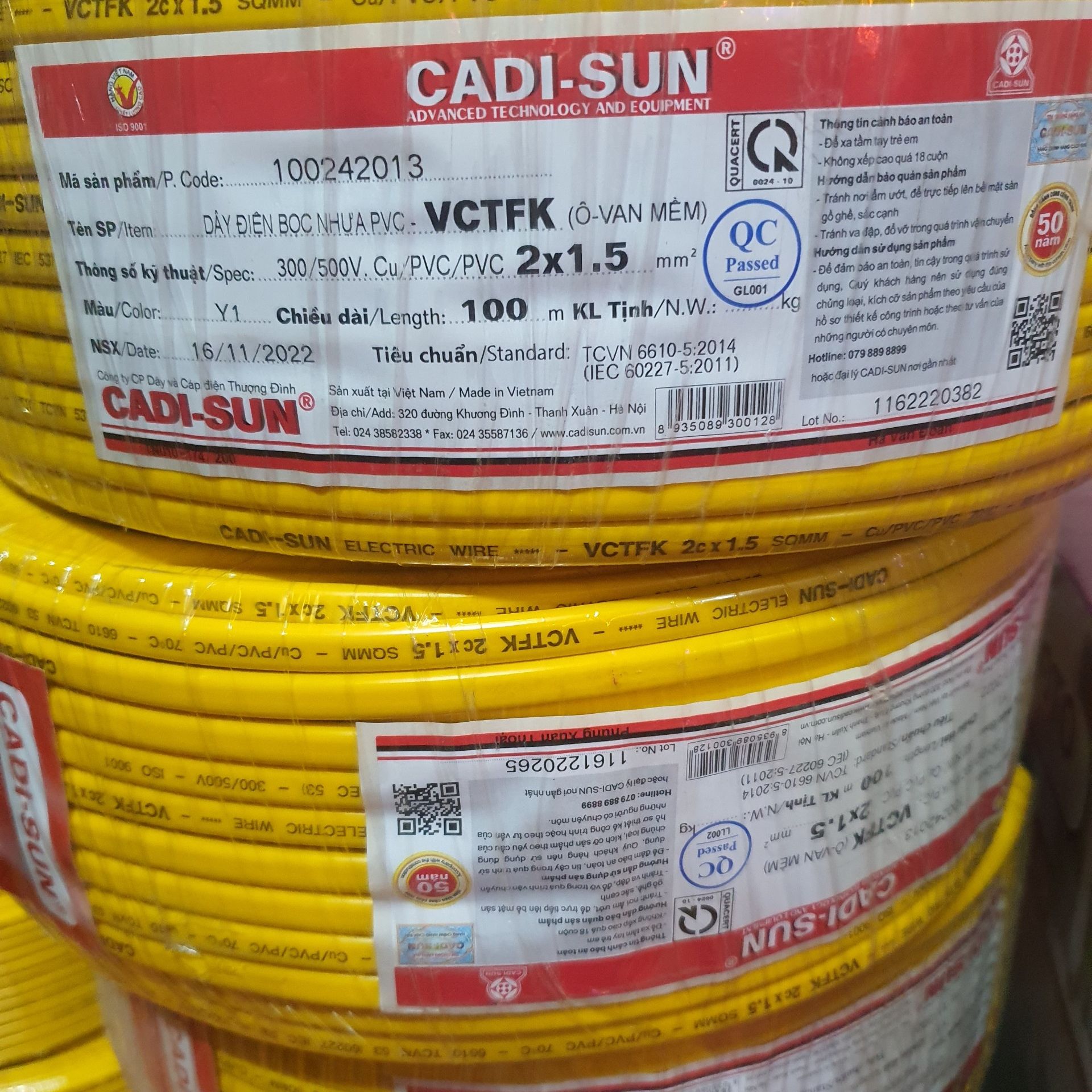[Chính Hãng] Dây Điện CADISUN 2x0.5 cuộn 100m