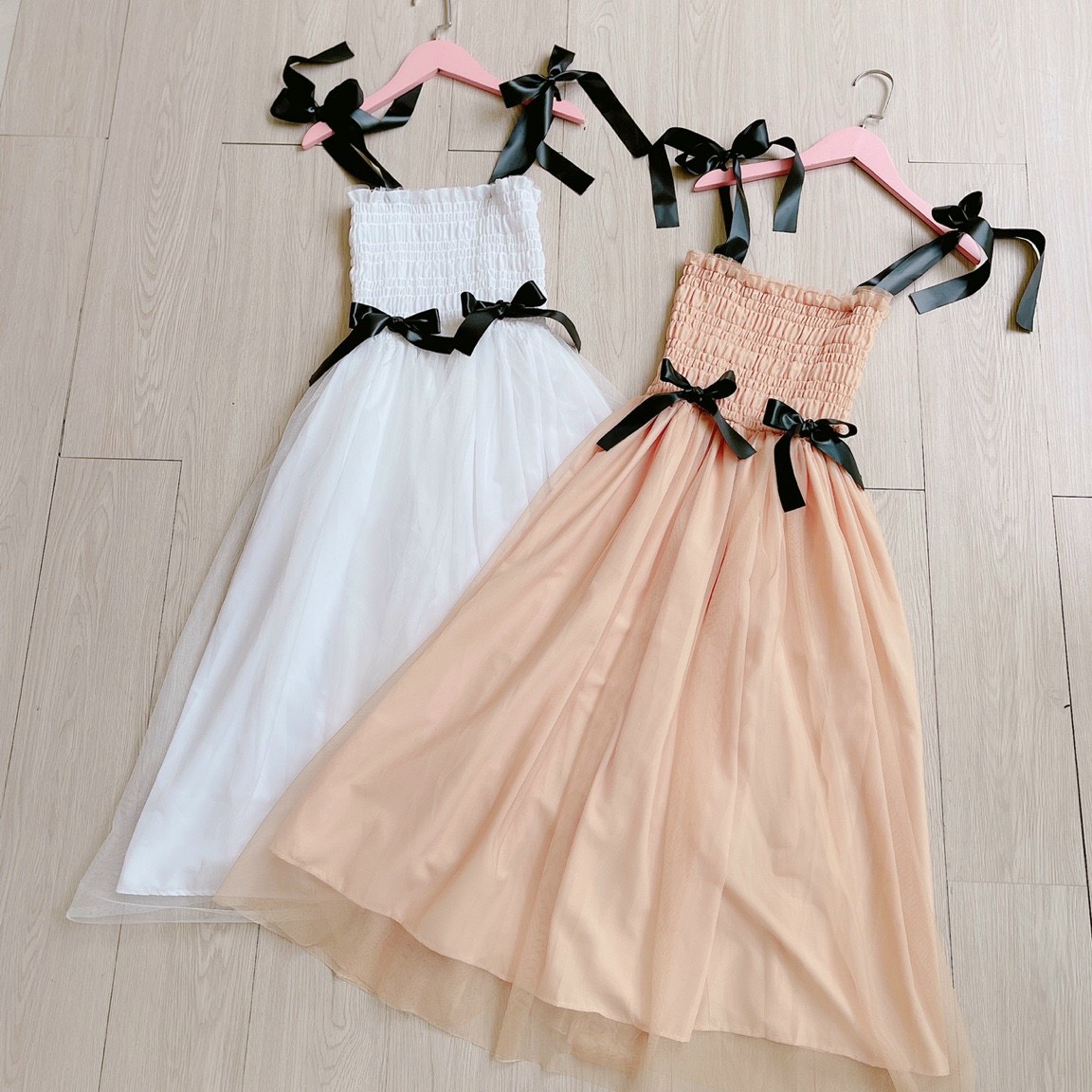 Đầm Lưới Đính Nơ,Đầm 2 Dây Phối Nơ,LY STORE