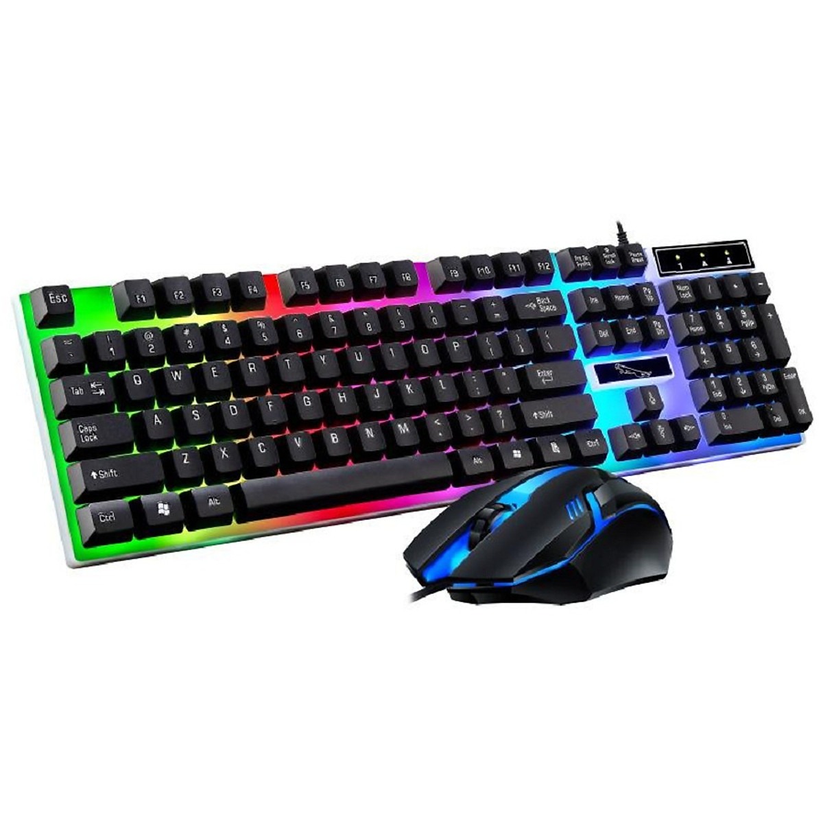 Combo phím chuột giả cơ có dây G21B, LED rainbow