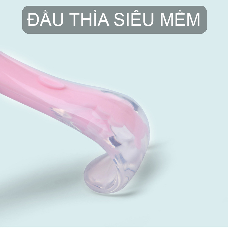 Cặp thìa silicon cao cấp đầu mềm cho bé. Thìa ăn dặm cho bé