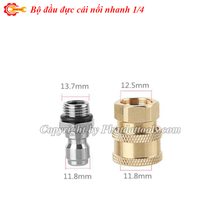 Bộ đầu đực-cái nối nhanh 1/4 ren 14mm