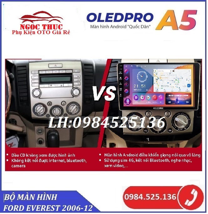 Màn hình ô tô dvd android pro a5 xe ford everest 2006-12 theo xe có dưỡng 9 inch + giắc zin lắp cho xe wigo, màn hình lắp sim 4g, cảnh báo tốc độ, lấn làn, điều khiển bằng giọng nói