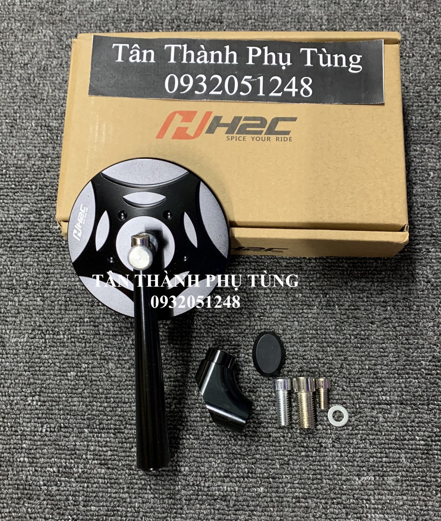 Kính chiếu hậu H2C nhôm CNC kiểu tròn