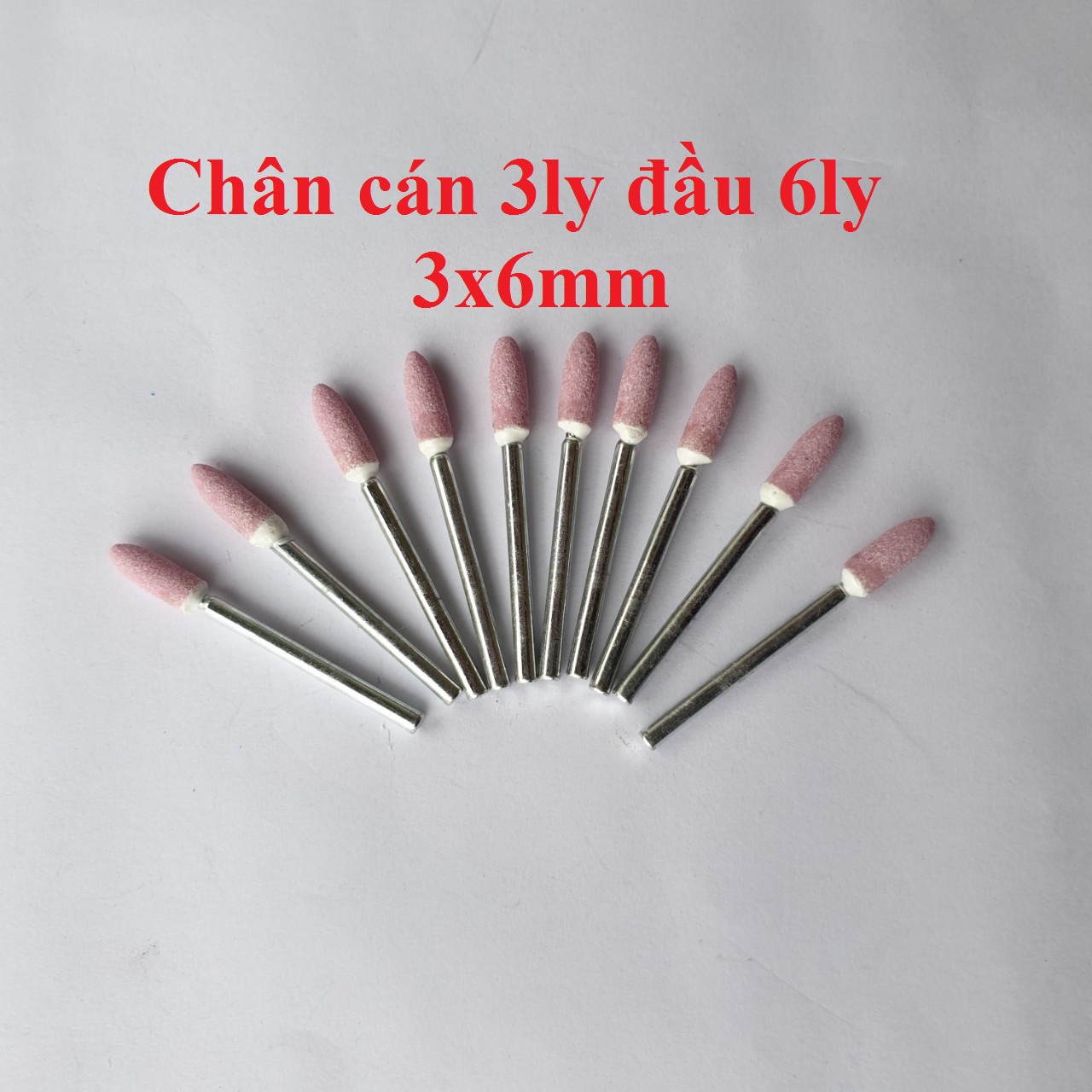10 Mũi đá mài hình trụ tròn đầu mini 3x6mm - đầu đá mài mini chân 3ly đầu 6ly