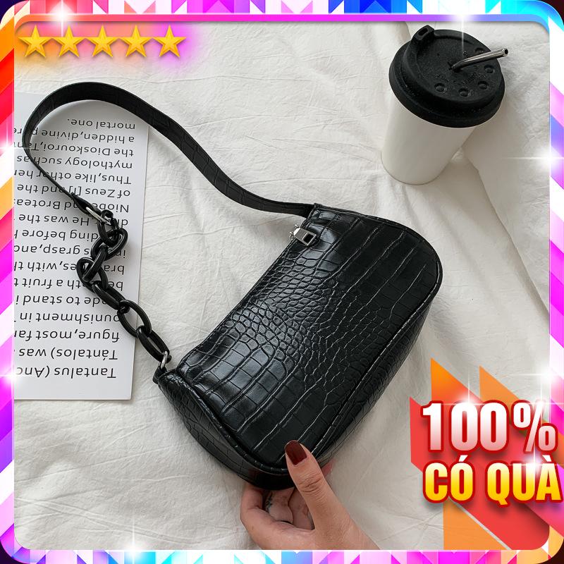 Túi kẹp nách phối dây xích vân da p1855 - loantay