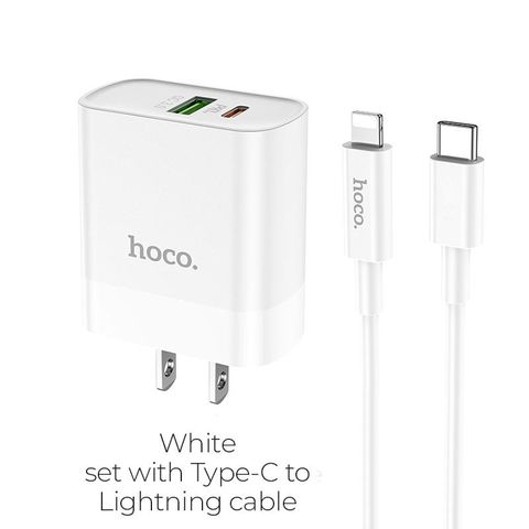 Bộ sạc nhanh QC3.0 HOCO C80 kèm cáp (cáp 1 đầu Type C, 1 đầu iPhone Lightning)
