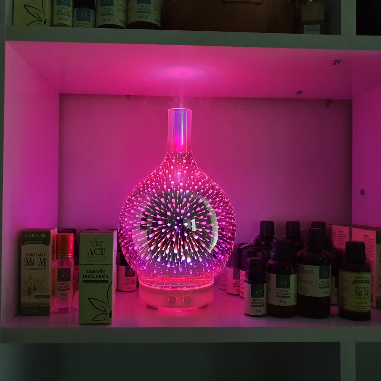 [HCM]MÁY KHUẾCH TÁN TINH DẦU 3D THỦY TINH CAO CẤP