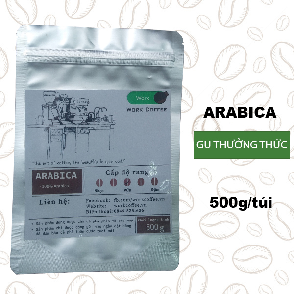 Cà phê Arabica Cầu Đất, 100% cafe mộc rang xay, có thể pha phin và pha máy - 500g hạt,bột | Work Coffee