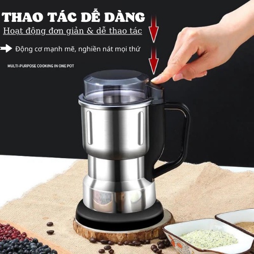 Máy Xay Hạt Khô Ngũ Cốc, Máy Say Gia VỊ Công Suất 300w Với 6 Lưỡi Dao Sắc Bén,Nghiền Mịn Các Loại Hạt Tiện Dụng Trong Gia Đình,Máy Nghiền Bột,Máy Xay Gia Vị,Máy Xay Bột Ngũ Cốc,Máy Xay Cà Phê,Máy Xay Mini Mega Big 5.0