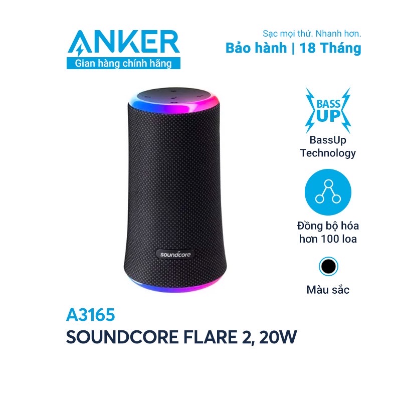 Loa bluetooth SoundCore Flare 2 20W - A3165 (By Anker) Bảo hành 18 tháng Anker Việt Nam