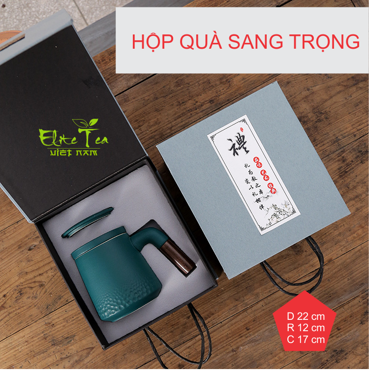 Cốc uống trà sứ đẹp - CÓ CỐC LỌC VÀ NẮP
