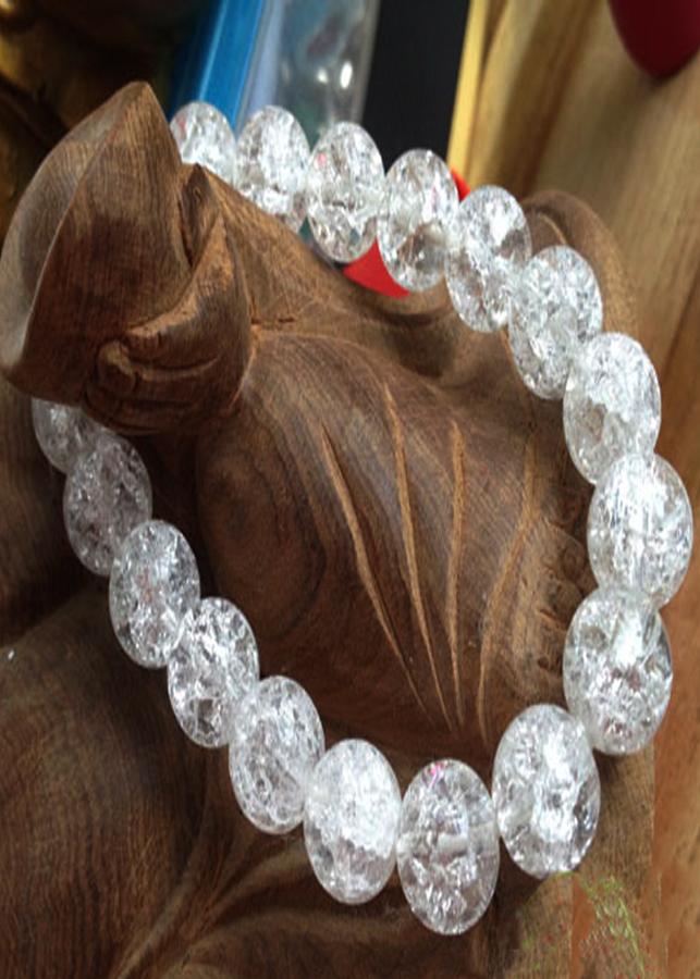 [HCM]Vòng tay đá thạch anh trắng rạn thiên nhiên