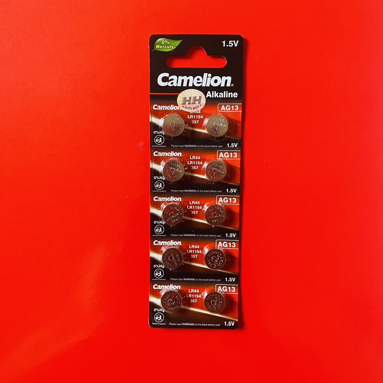 Vỉ 10 viên AG13 A76 LR44 Camelion thay máy tính Casio