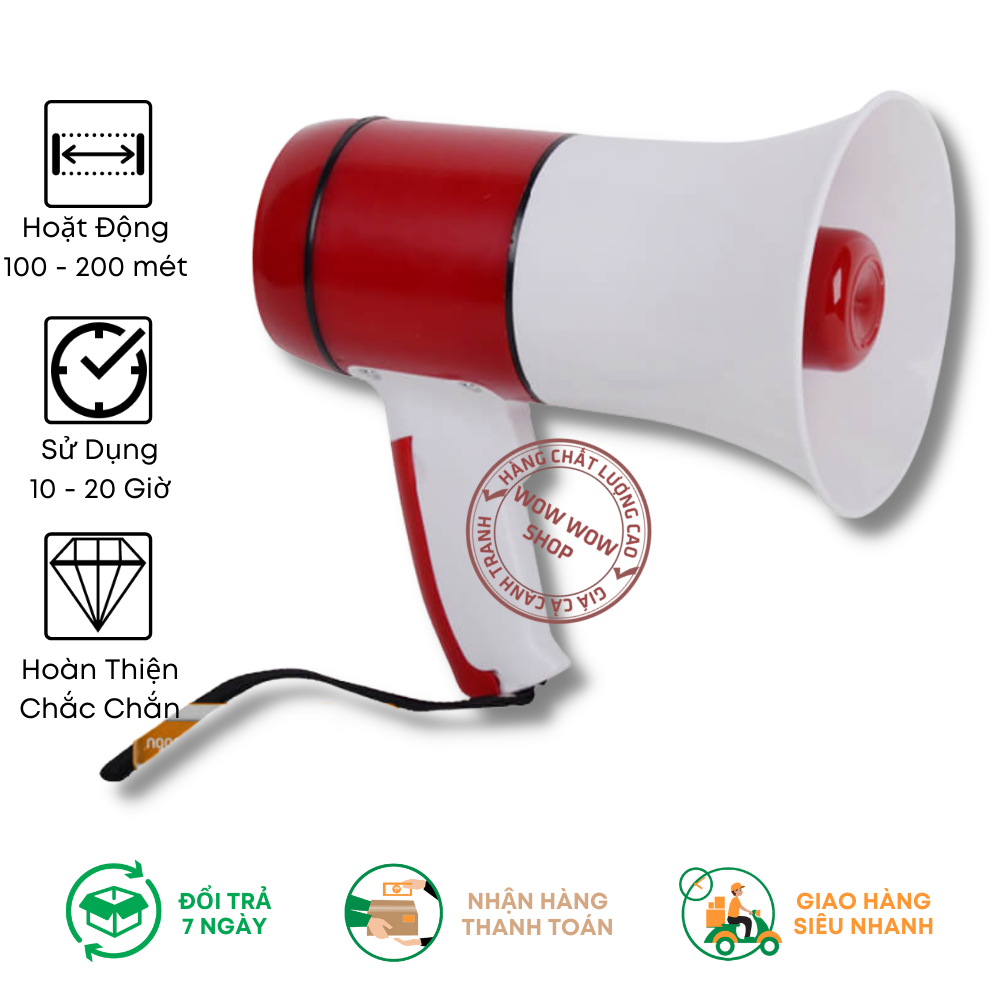 [HCM]Loa Phóng Thanh Cầm Tay Có Chỗ Cắm USB Tặng Kèm Pin Và Dây Sạc