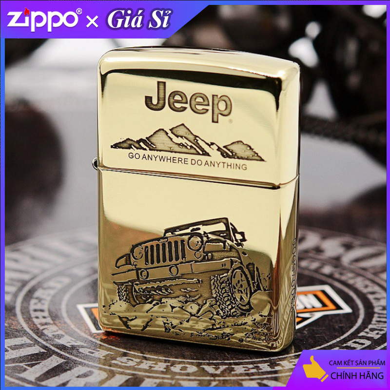Bật lửa Zippo khắc Xe Jeep bản giới hạn 5000 mẫu màu vàng bóng