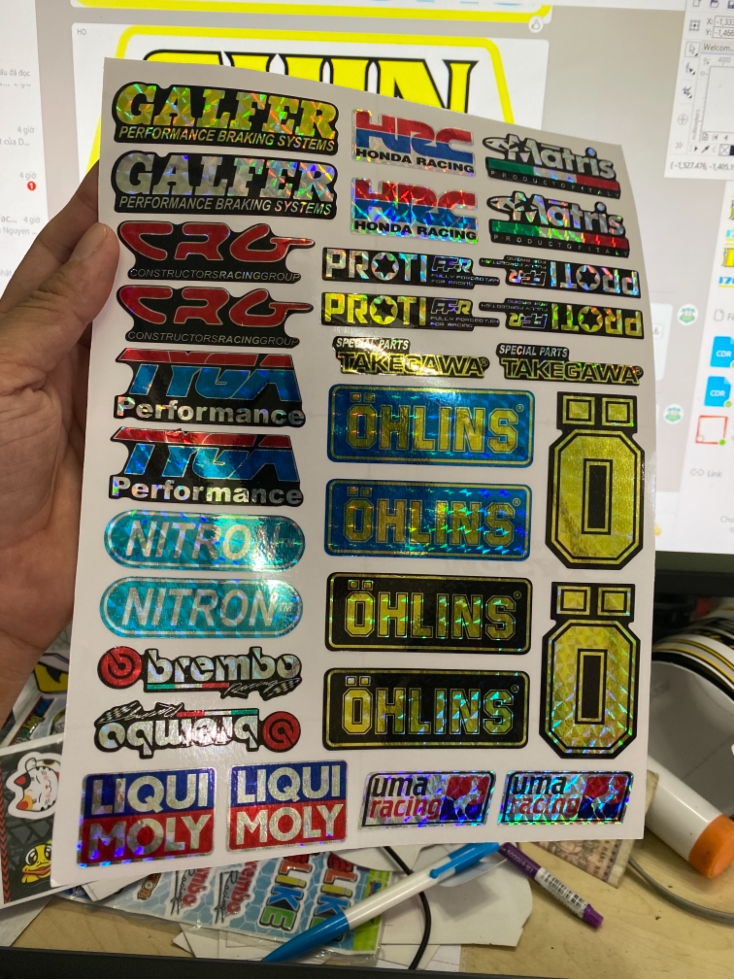 Logo sticker khổ a4 dán trang trí xe máy