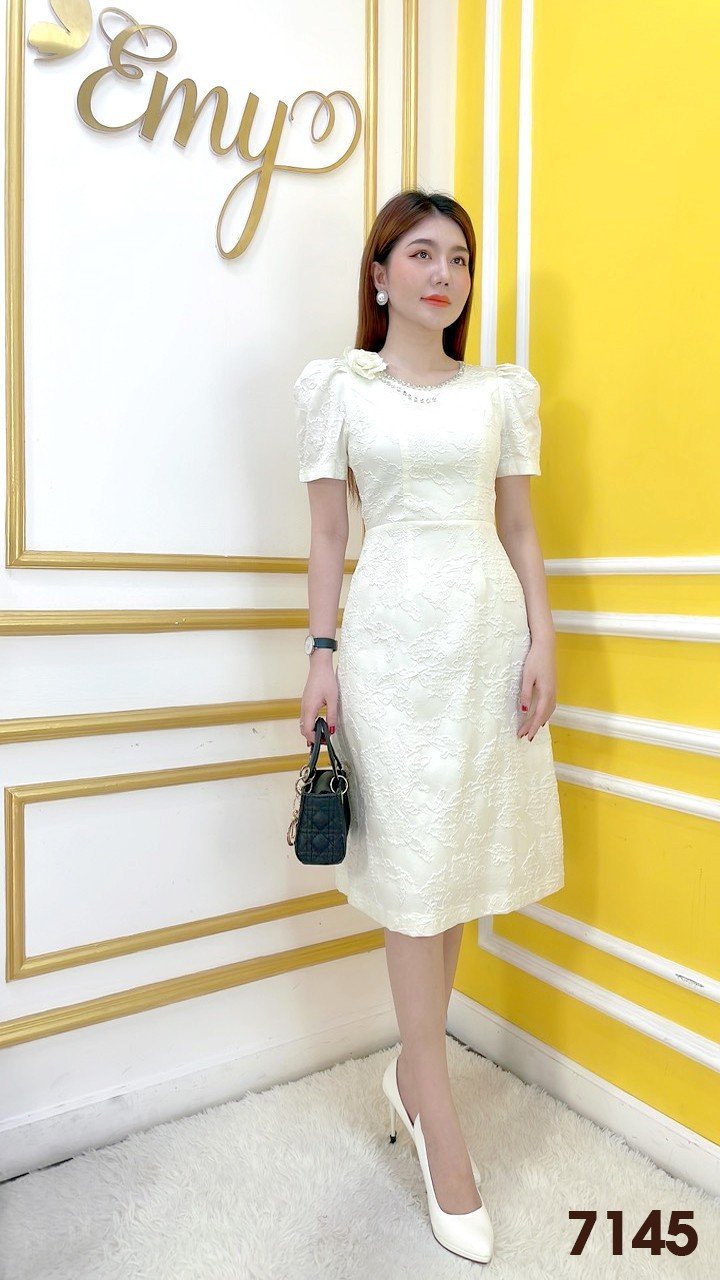 Đầm EMY EM7145 Xoè Gấm Vân