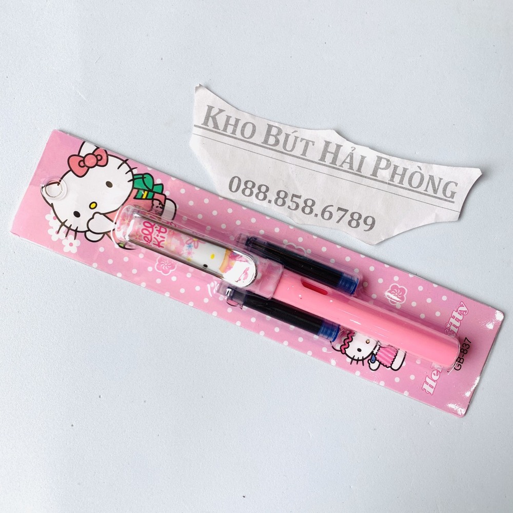 Bút máy hello kittty dạng vỉ ( 1 bút + 2 ống mực )