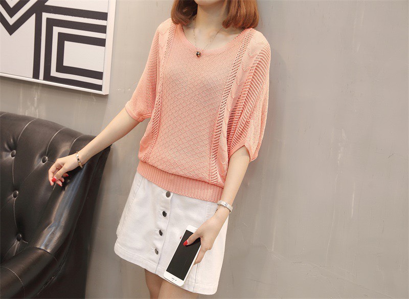 Áo len lưới mỏng dáng cánh dơi diện xuân hè -ALM02